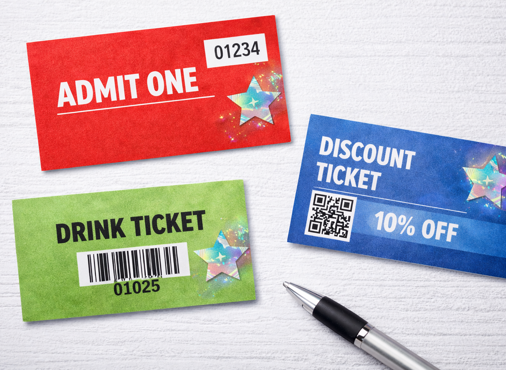 Small Wallet-Size Ticket (No Stub)